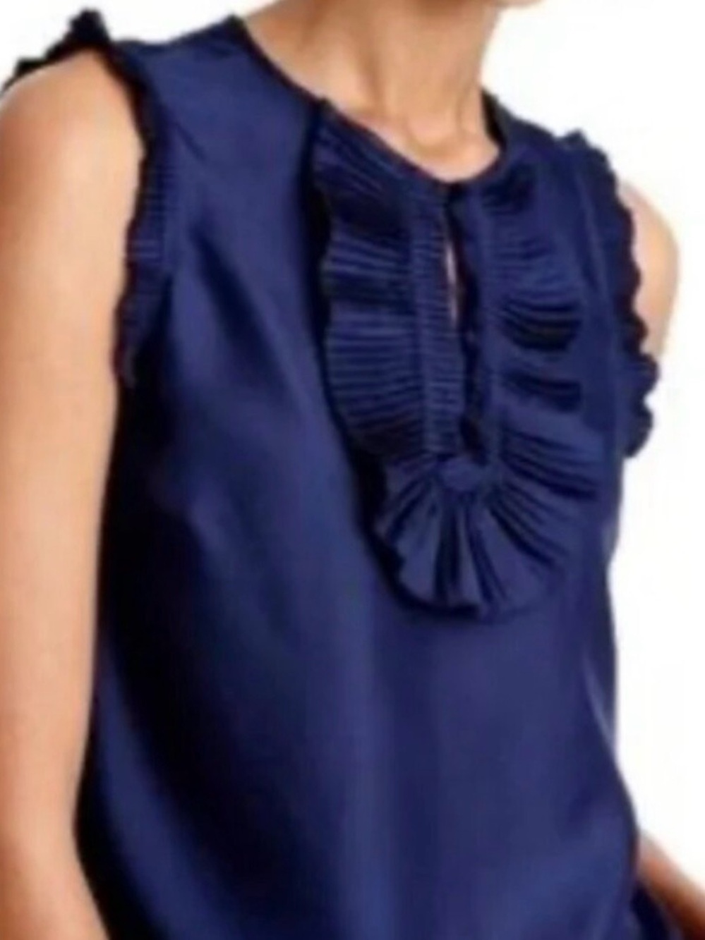 J. Crew size 4 Navy Ruffle-Trim top - Picture 2 of 12